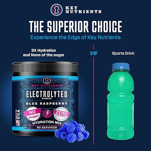 Miniatura 92 de KEY NUTRIENTS - Polvo de electrolitos, mezcla de bebida de limonada rosa fresca, polvo de hidratación, sin azúcar, sin calorías, sin gluten, polvo