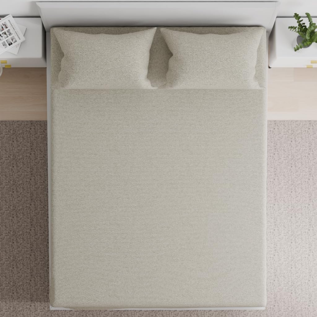 Wakefit 100% Cotton 160 TC Fitted Bedsheet with 2 Pillow Covers | Dune King, 75" x 72", Dune | 1.91m x 1.83m
