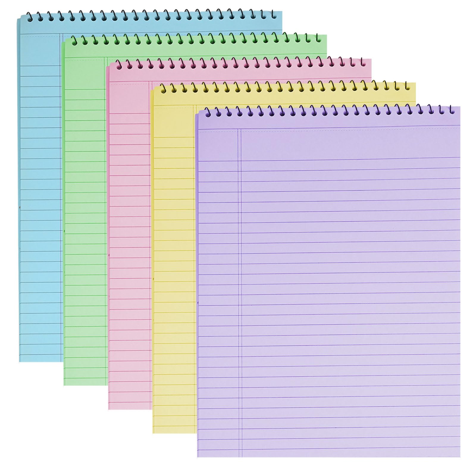 SIMDAO 5 Pack A4 Spiral Pads, Each 30sheets/60pages Tear-Off Sheets, 7mm College Ruled Steno Pads, Top Spiral Notepad, Thick Paper Pad for Office, Back to School Supplies, Business(8.27 × 11.69Inch)