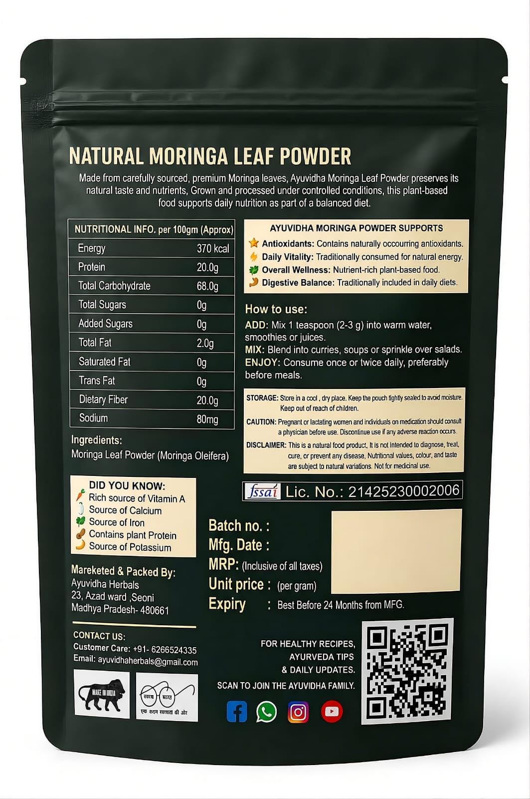 Moringa Leaf Powder 700g (200g+500g) | Pure Sahjan (Drumstick) Powder | Natural Multi-Vitamin Supplement for Daily Nutrition, Vitality and Stamina | Good for Hair and Skin — Amazon image 5