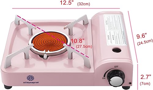 Miniatura 5 de Estufa de butano portátil a prueba de viento quemador infrarrojo cocina al aire libre senderismo picnic estufas de camping compactas color rosa con