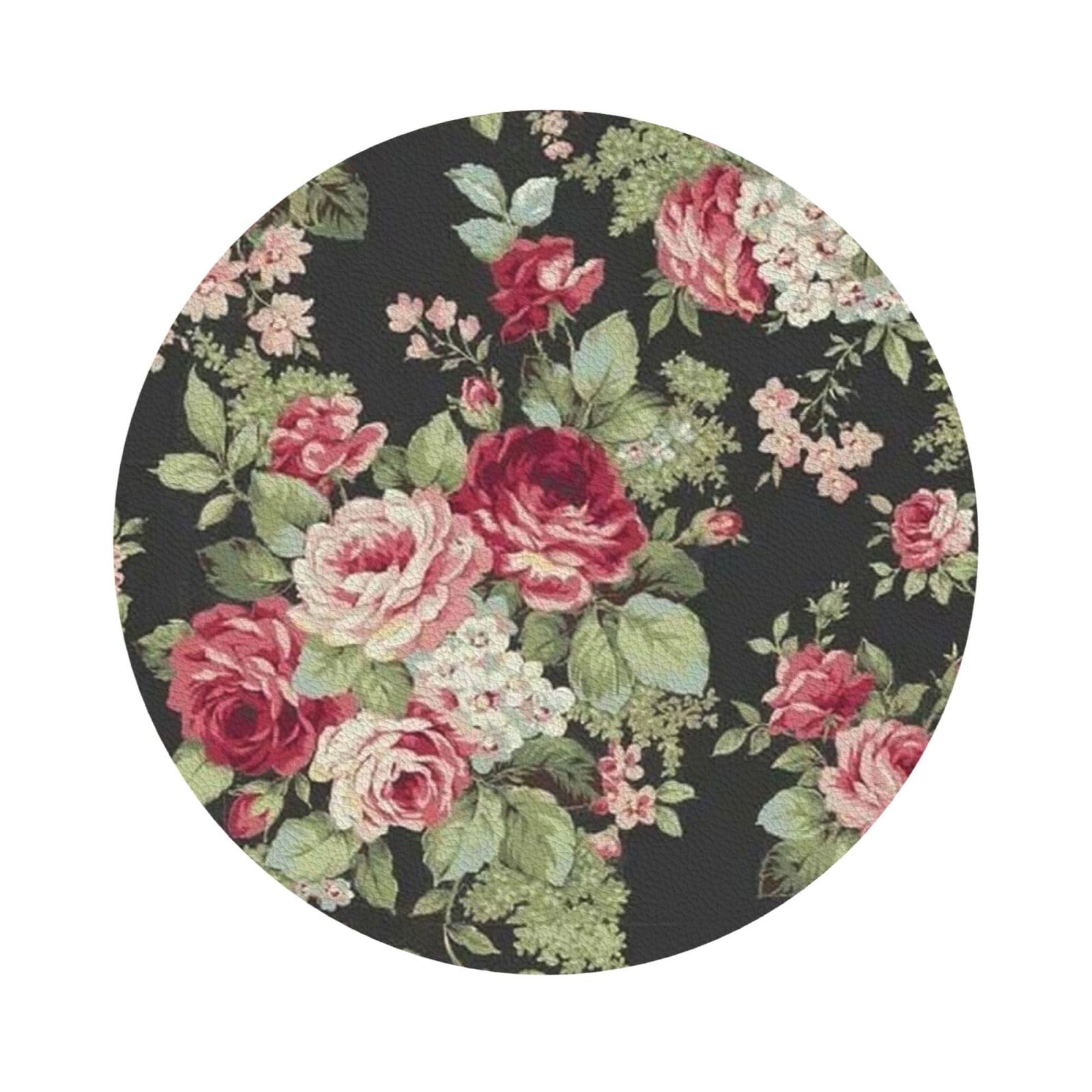 Safflower leaf PU Leather Coasters Set of 6 Round Drink Coasters