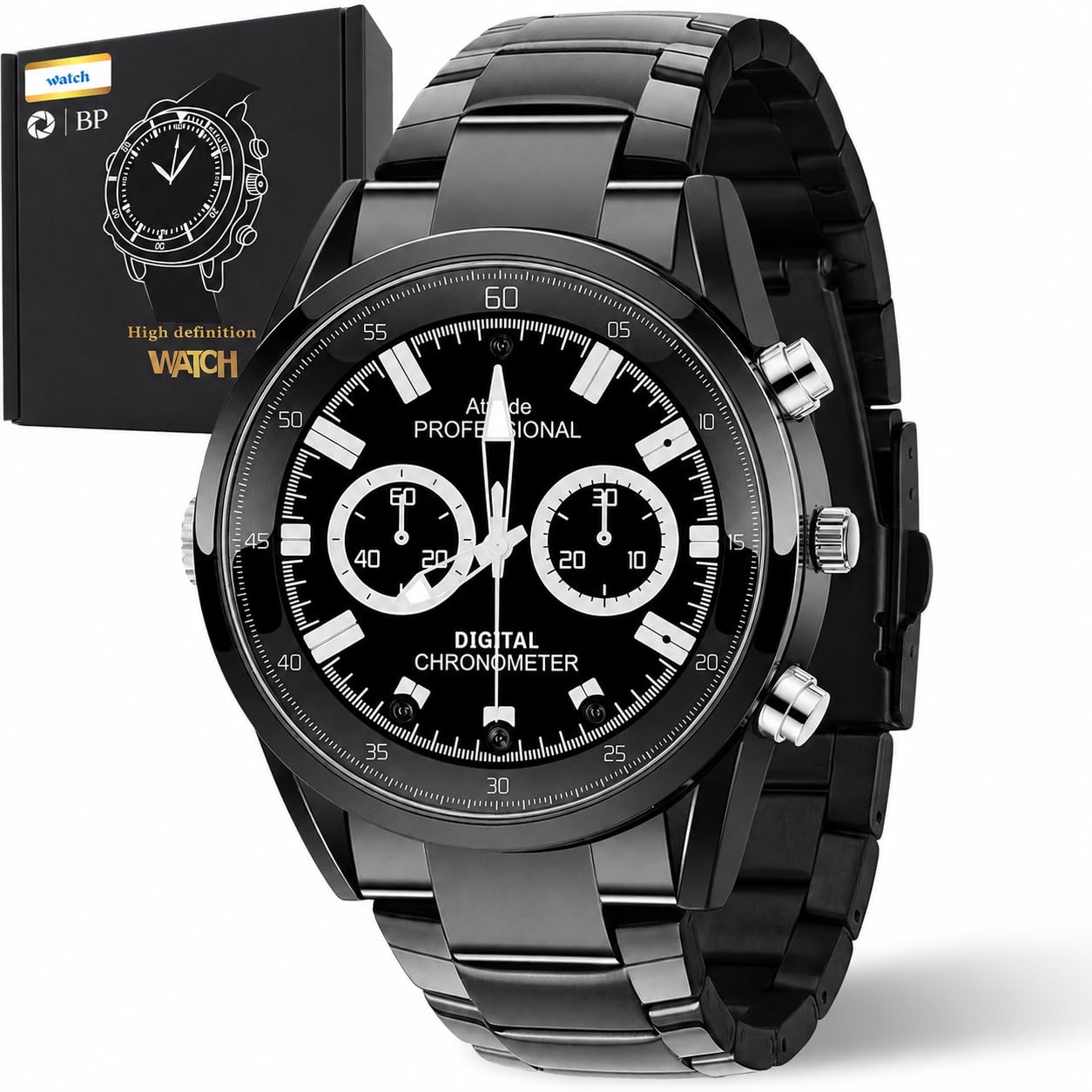 BP Montre caméra Espion, caméra cachée, caméra de Surveillance, détection de Mouvement, Vision Nocturne, Full HD 1080p, 32 Go de mémoire Interne