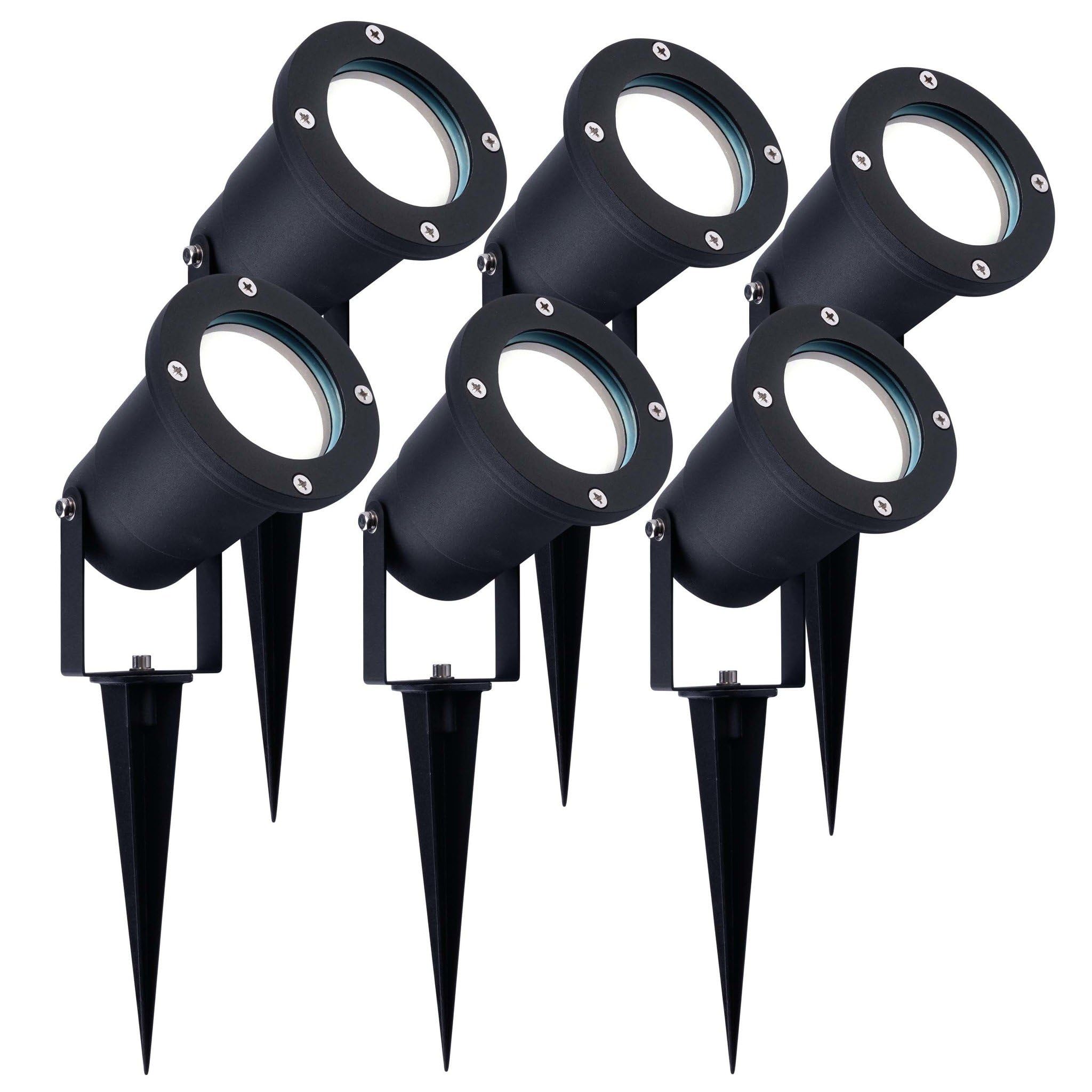 Ledvion 6er Set Gartenstrahler mit Erdspieß IP65 3W 6500K GU10 dimmbar | Fuer Garten Terrasse Einfahrt Wege Beete und dekorative Aussenbeleuchtung