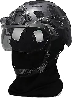 Fast Paintball Adjustable Helmet Set, with Flip-Up Goggle Visor Balaclava Mask, for Airsoft, Paintball, Outdoor Hunting