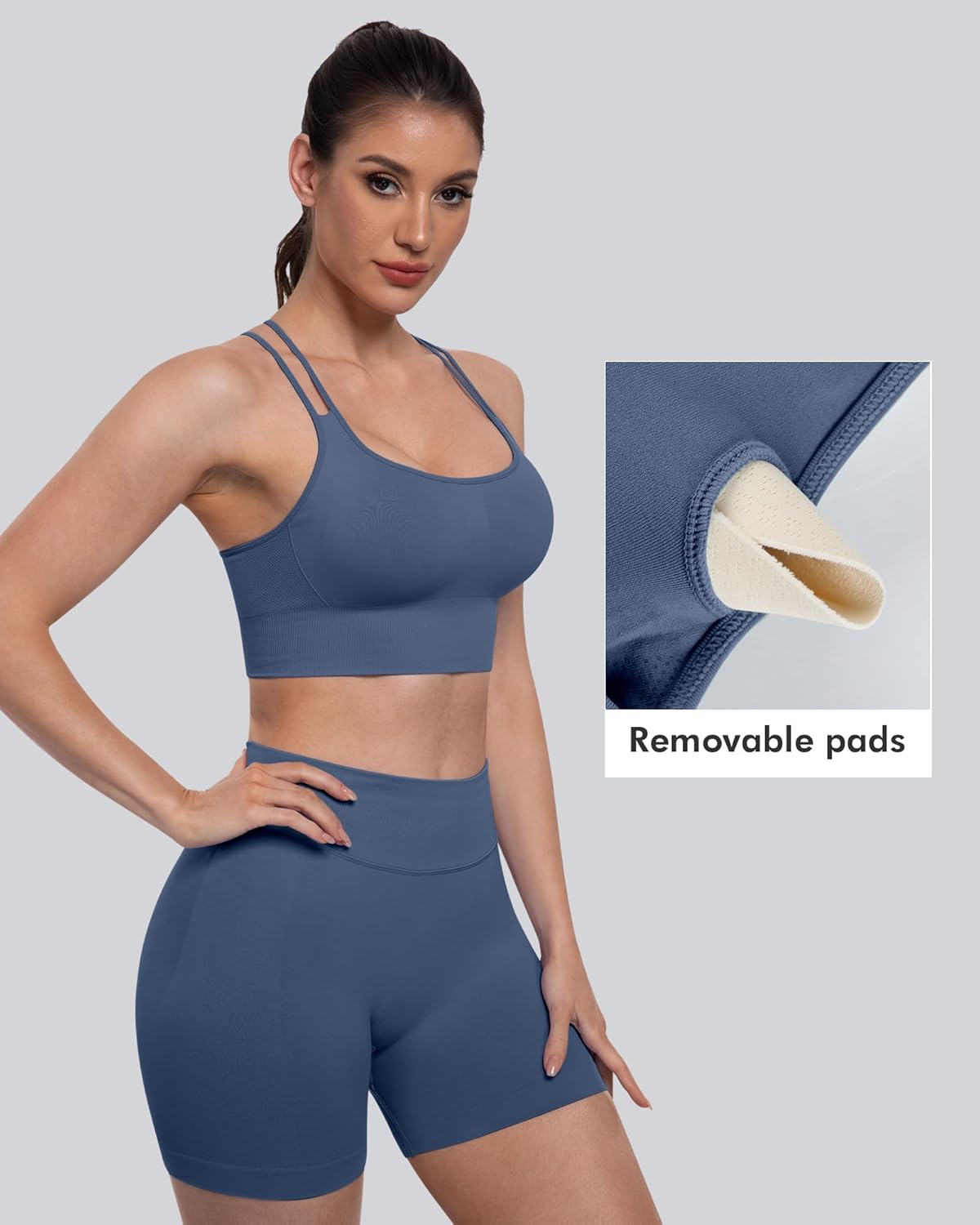 CHRLEISURE Sports Bras for Women, 4 Packs Padded High Support Workout Yoga Seamless Criss-Cross Racerback Bras - Image 2