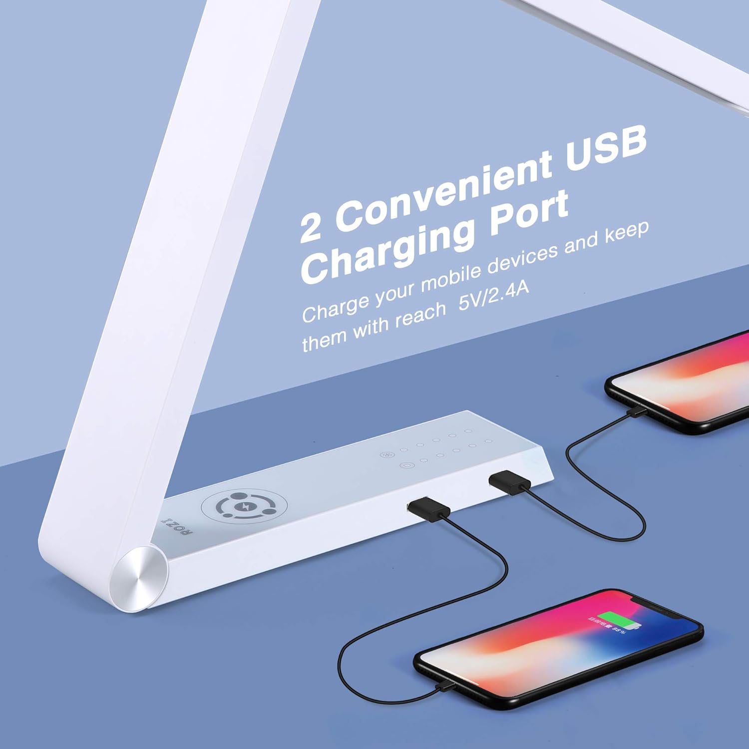 Black Friday - 40% OFF LED Desk Lamp with Wireless Charging & 2 USB Charging Ports, Eye-Caring Table Lamps Dimmable Office Lamp 3 Lighting Modes 25 Brightness Levels Touch Control, Triangle Shape White