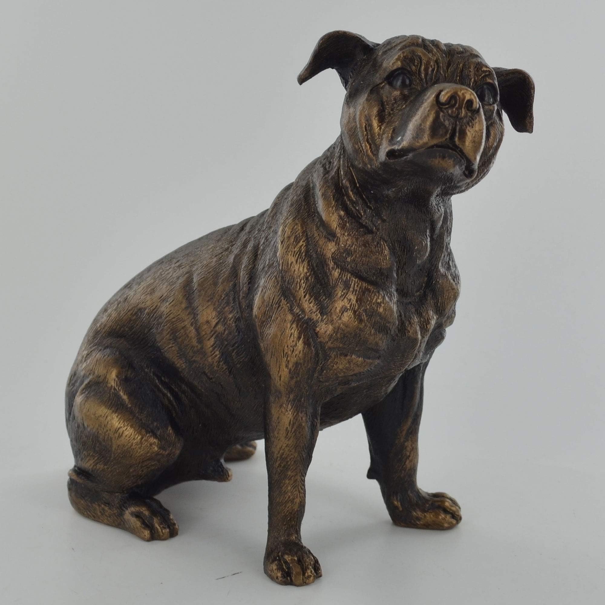 Staffordshire Bull Terrier Bronze Effect Statue Home Decor Pet Gift Ideas H15cm