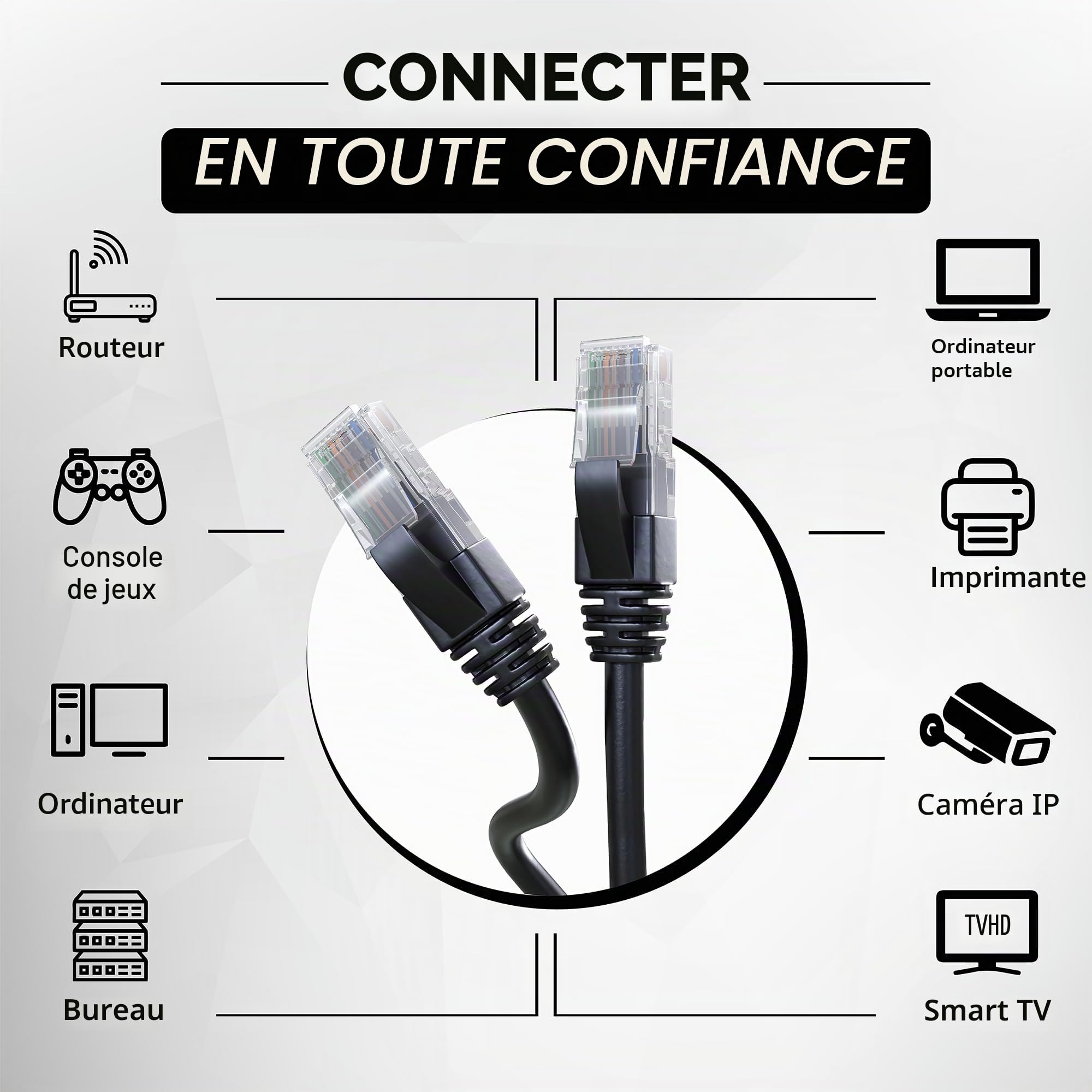 Mr. Tronic Exterieur Impermeable Câble Ethernet 100m, Reseau LAN Cat 6 Haut Debit pour Une Internet Rapide | Câble Ethernet AWG24, Cat6 RJ45 UTP CCA 1 Gbps (100 Mètres, Noir)