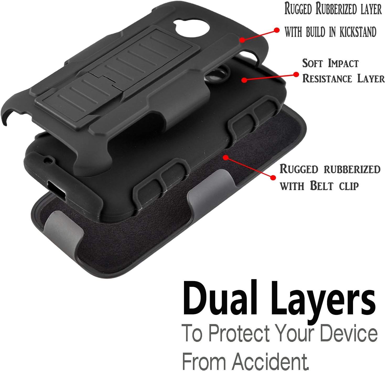 Moto E Case, (2015 2ND GEN), Motorola Moto E Case, Starshop[Heavy Duty] Dual Layers with Kickstand and Locking Belt Clip with Screen Protector Black
