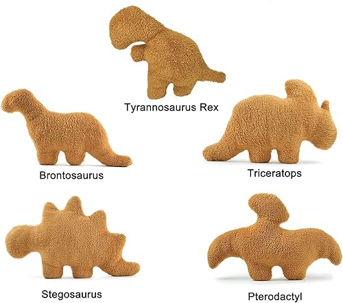 Miniatura 3 de KIETLA Dino Nugget - Almohada de peluche T-Rex, almohada grande de pepita de dinosaurio de 14 pulgadas, felpa de nuggets de pollo con dinosaurio