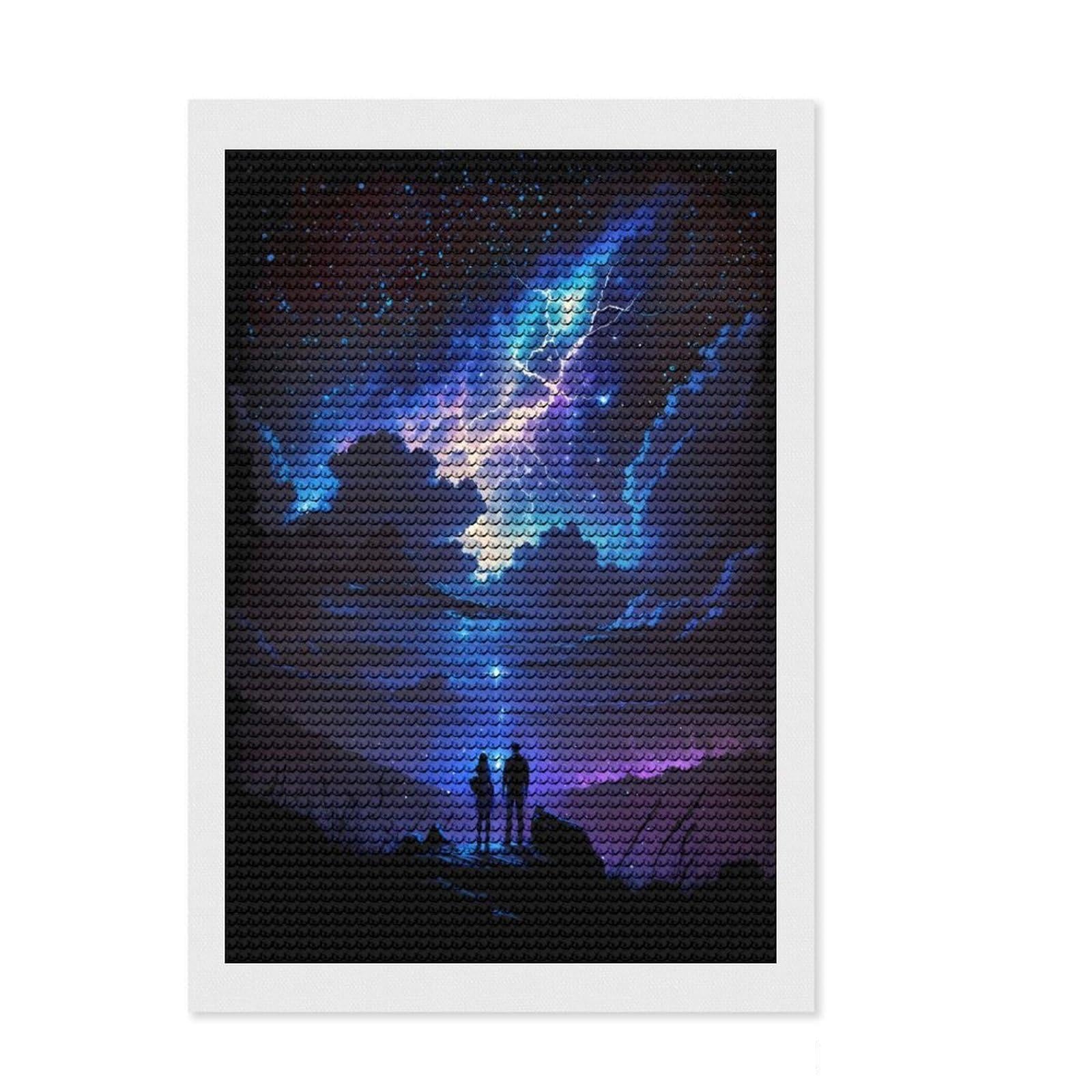 Junmoney Cosmic Wonderscape Diamond Painting Set 8"x12", Stress Relief Craft, Satisfying Creative Project, Modern Decor, Holiday Gift Idea