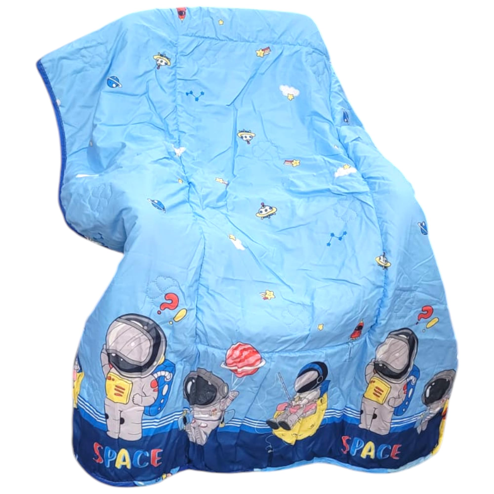 SHAKTISM Space Theam Kids Cartoon Print Dohar Blanket, Glace Cotton,Dohar for Kid Boys & Girls | Glace Cotton Soft Comforters for Kids King Size 110 x 150 cm, Space Blue 1