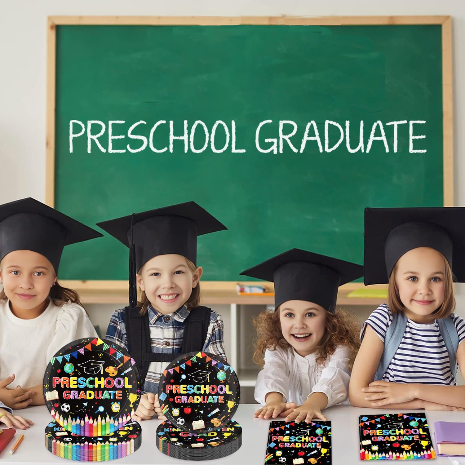 150PCS Preschool Graduation Plates and Napkins 2026 Preschool Graduation Decorations Paper Plates Kindergarten Graduation Napkins Dinnerware Kit for Kindergarten Graduation Party Decorations, Serve 50