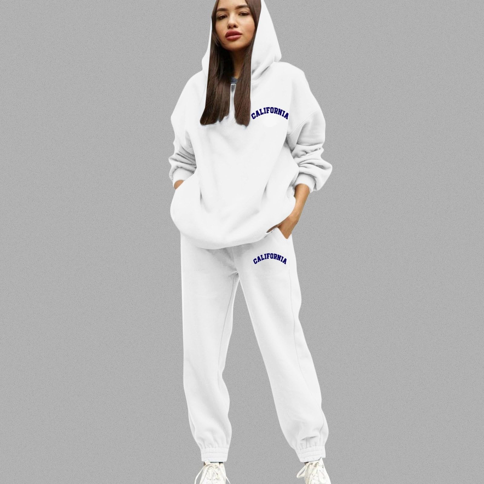 Ensemble De Sport Femme - Manches Longues Automne Hiver Tracksuit Sport Fitness Décontracté Sportswear Léger Coton Tenue 2 Pièces Souple Classique Ensemble Jogging Confortable Elastique Sweat+Pantalon