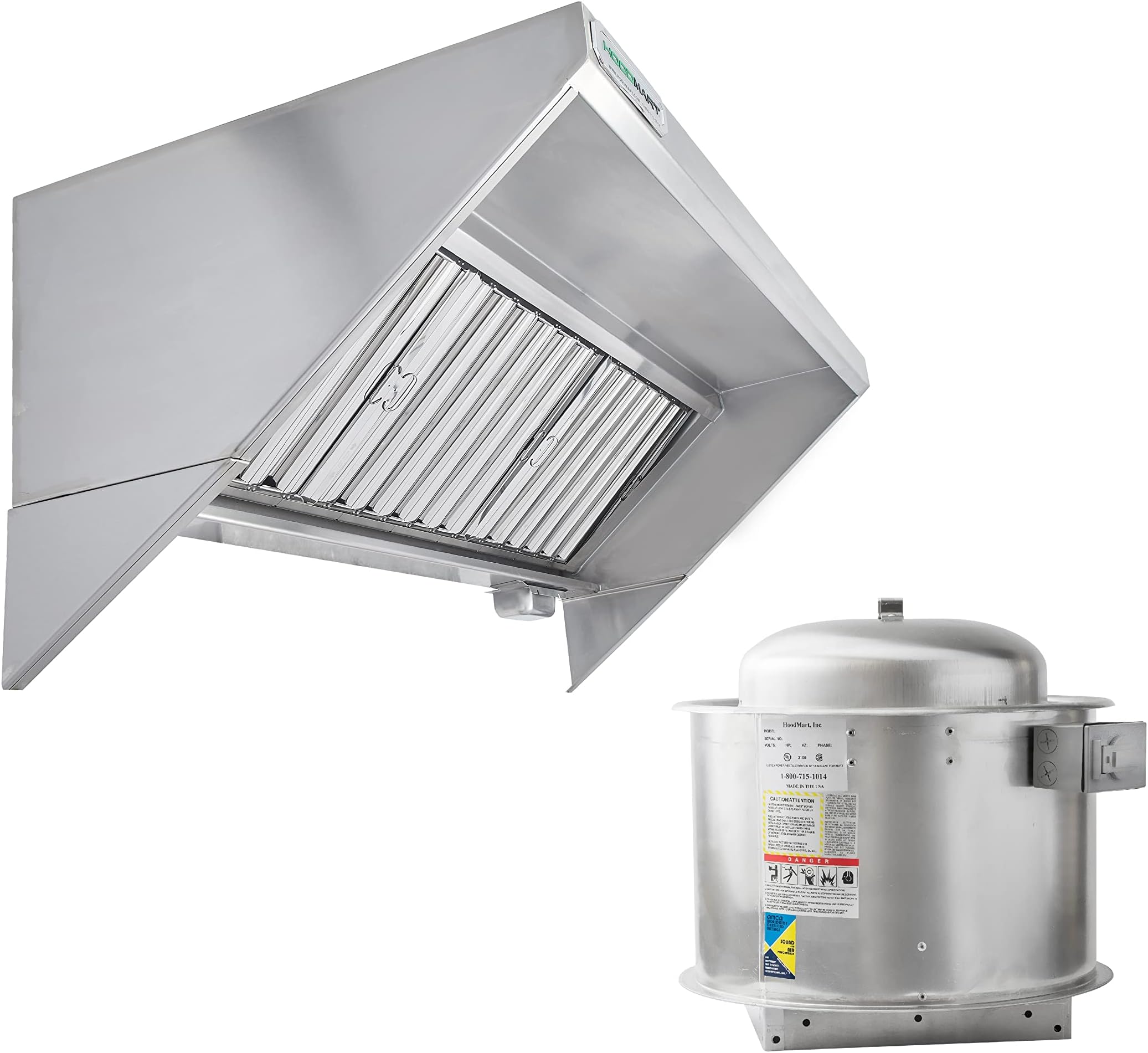 - HOODMART 12' Concession Trailer Hood System for Food Truck | Commercial Range Hood with Direct Drive Exhaust Fan | Stainless Steel Kitchen Equipment with Install Kit Included