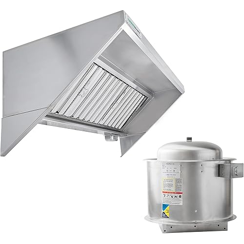 HOODMART 6' Concession Trailer Hood System for Food Truck | Commercial Range Hood with Direct Drive Exhaust Fan | Stainless Steel Kitchen Equipment with Install Kit Included