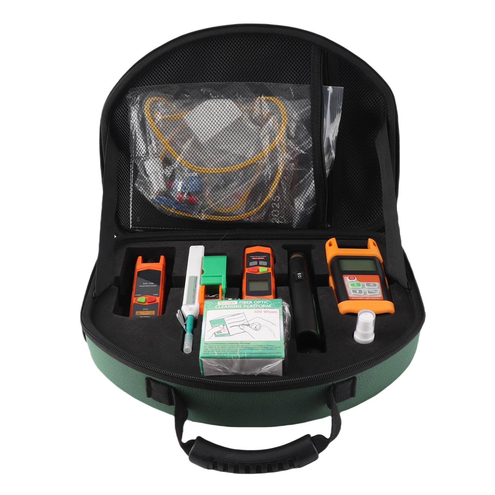 FTTH Tool Kit, 22 in 1 Optic Fiber Loss Tester with Optical Power Meter, Optical Light Source & 10mw Visual Fault Locator, FTTH Fiber Optic Tool Kit with SC LC FC ST Connector