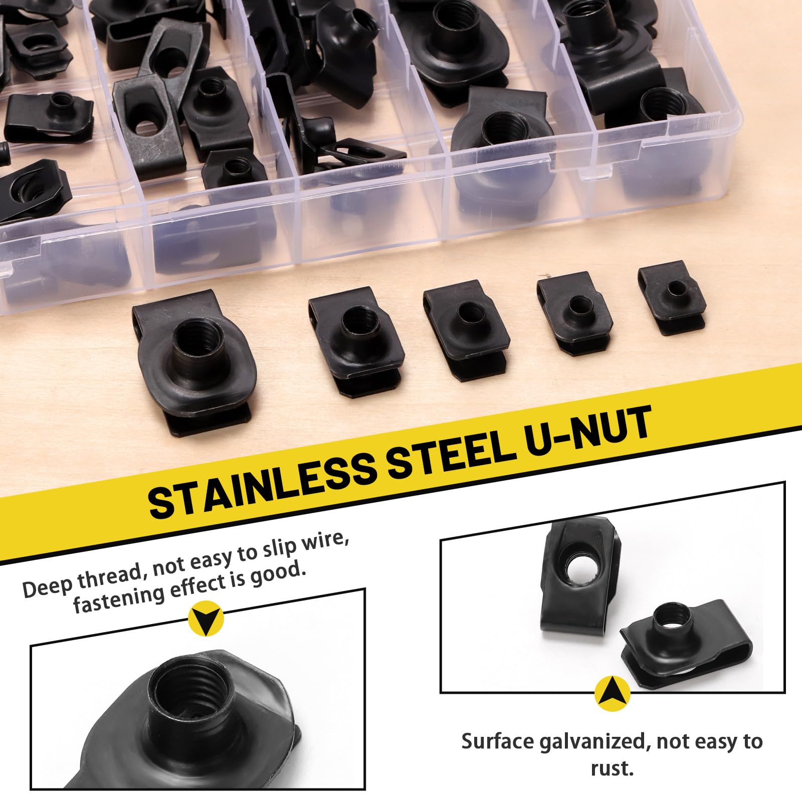 U-Clip Nuts for Cars - 50 Pack M4-M10 -3 U-Clip Nuts for Cars - 50 Pack M4-M10 -3