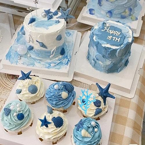 Miniatura 6 de MINFEIDMS Molde de silicona para fondant de temática marina, algas marinas, peces marinos, molde de coral para decoración de pasteles, decoración de