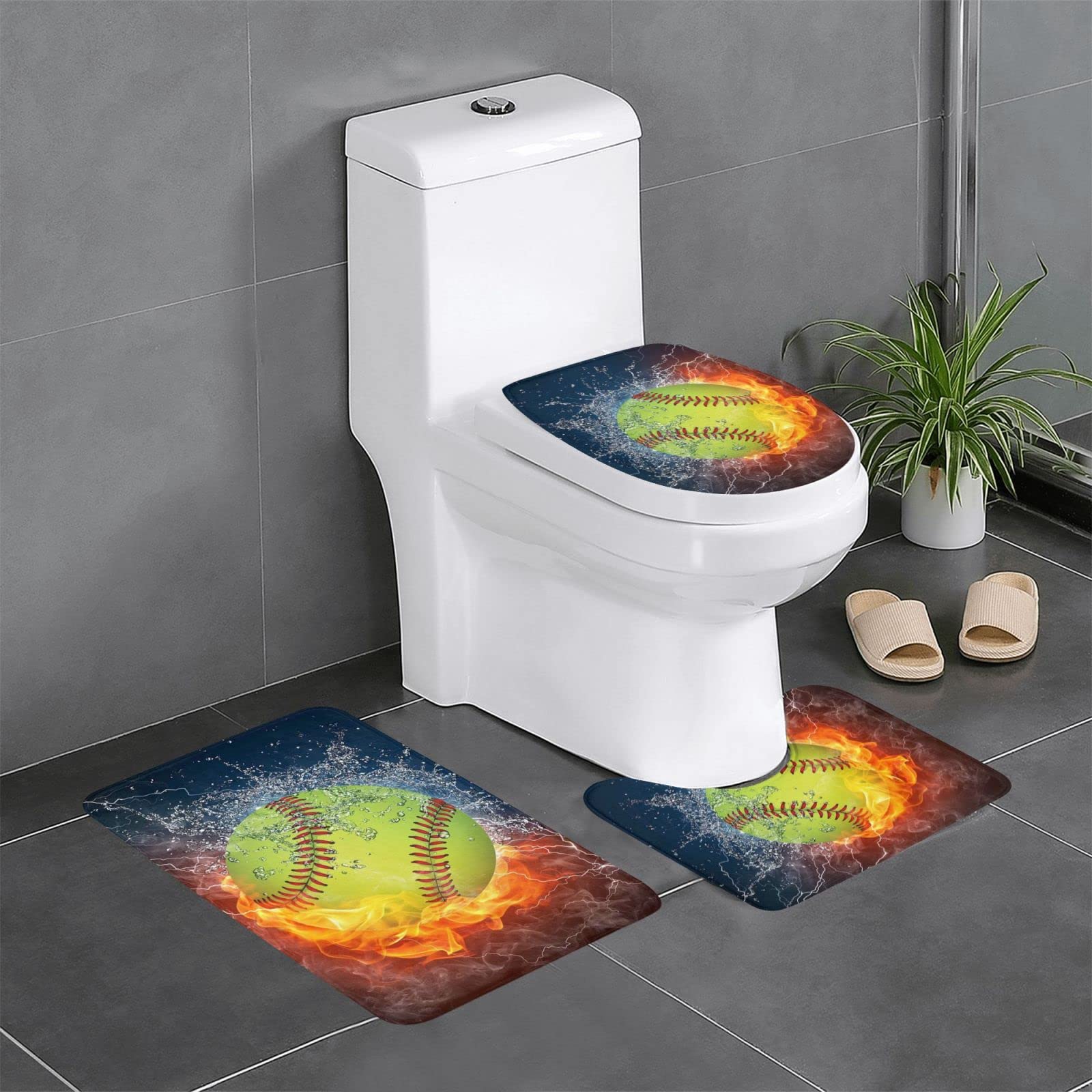 Tapis de bain antidérapant lot de 3 pièces anti glissade pour sol humide