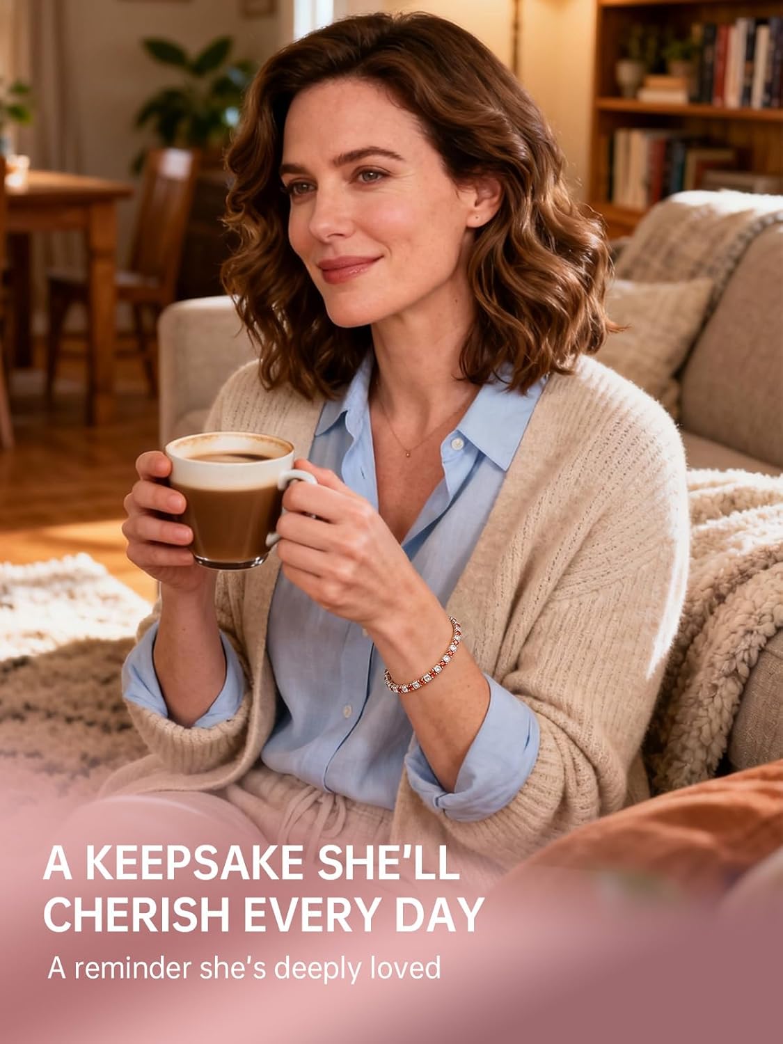 Birthstone Bracelets for Women Birthday Gifts 3mm Sterling Silver White Gold Tennis Bracelets for Women Round Cut 5A Cubic Zirconia Jewelry for Her Mom Wife 7 Inch - Image 4