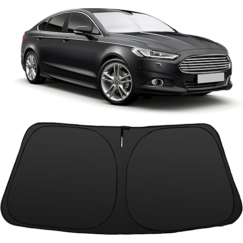 Windshield Sun Shade Window Sun Visor Protector Custom Fit 2013-2021 Ford Fusion Accessories Foldable Sunshade Sun Blocker Keeps Car Cool