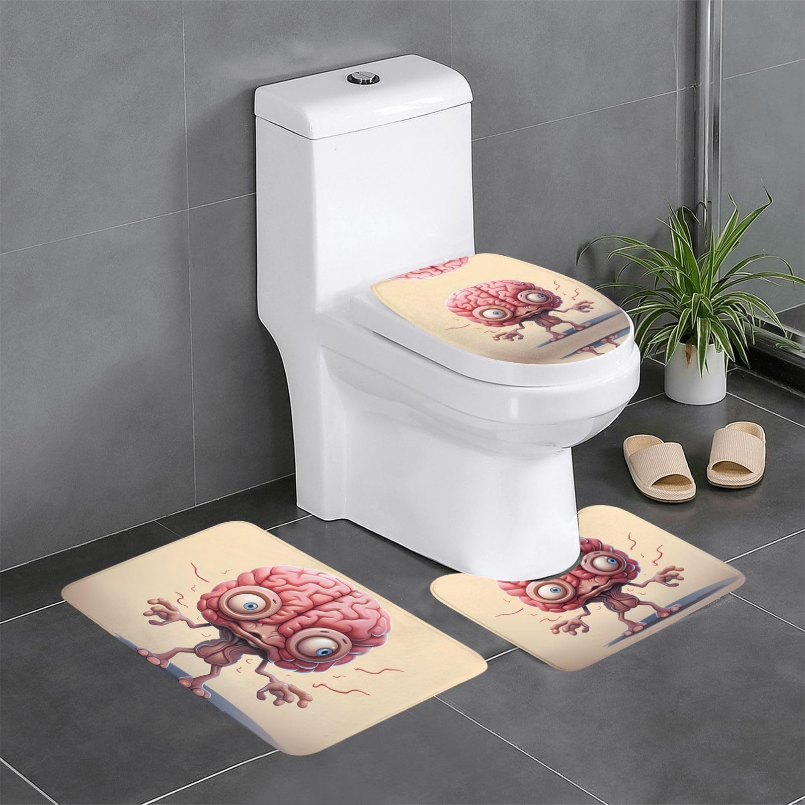 Tapis de bain motif cerveau humain pour transformer votre rituel bien-être en un lot de 3