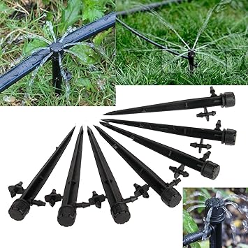 DIY Crafts 360 degree Degree Bubbler Adjustable Water Flow Irrigation Drippers Stake Emitter Drip System 4/7mm Tube Garden Lawn (360 degree Black Cap On Bubbler Stake 5