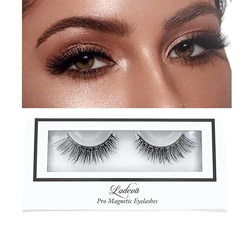 Lodeva Pestañas magnéticas, 10 imanes, visón sintético, ligeras, aspecto natural, reutilizables, hasta 50 usos, pestañas postizas fáciles de