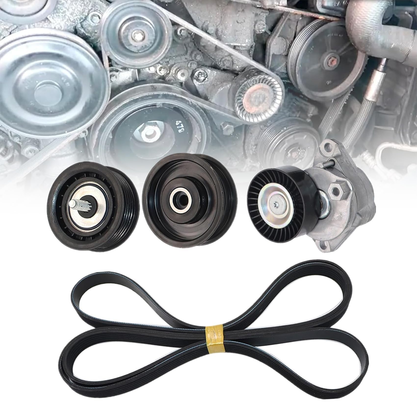 Serpentine Drive Belt Tensioner Idler Pulley Serpentine Belt kit Fit For Mercedes-Benz ML350 GL450 G550 SLK300 C280 C230 C300 C350 GLK350 E350 CL550 S550 2006-2011# 2722021419 2722000270 2722021019