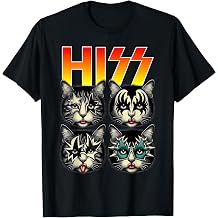 Retro Cat Rock Music Concert Band Hiss Funny Cat Kitten Love T-Shirt
