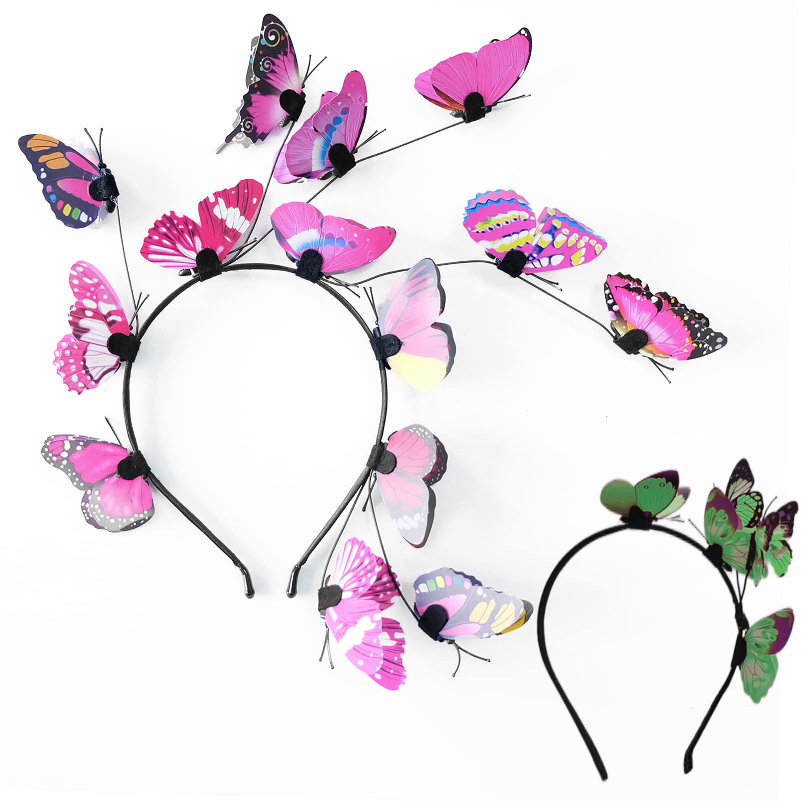 Schmetterling Fascinator Stirnband Mit 8 Haarspangen – Bunt, Aus PVC, Für Hochzeit, Cosplay & Partys