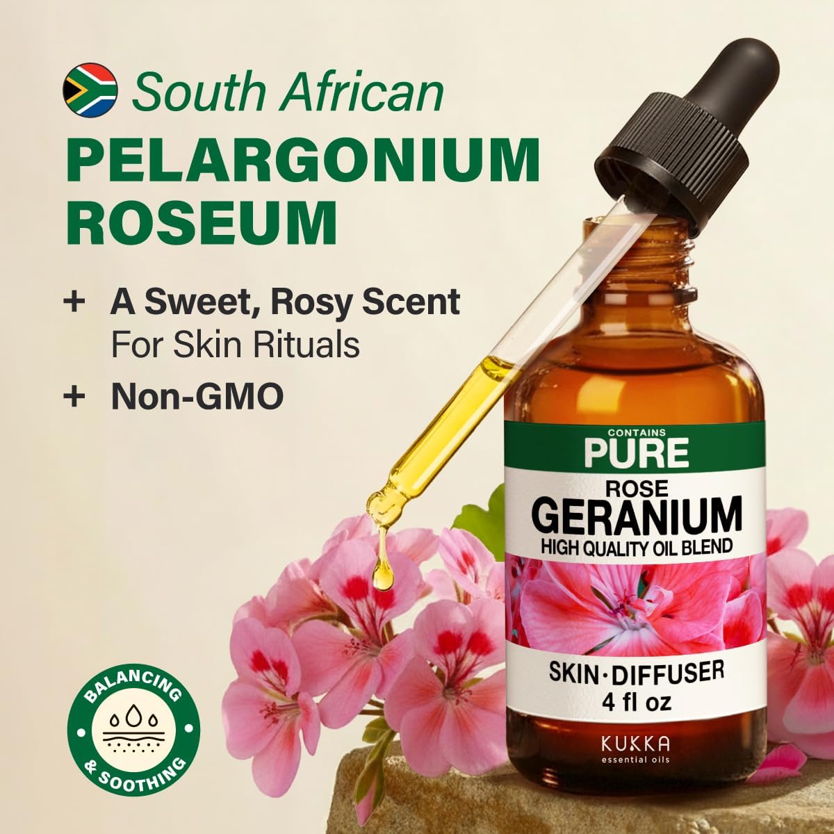 KUKKA Rose Geranium Essential Oils - 4 Fl Oz - for Hair, Skin, Diffuser, Aromatherapy & DIY Soap Making Scent - Image 3