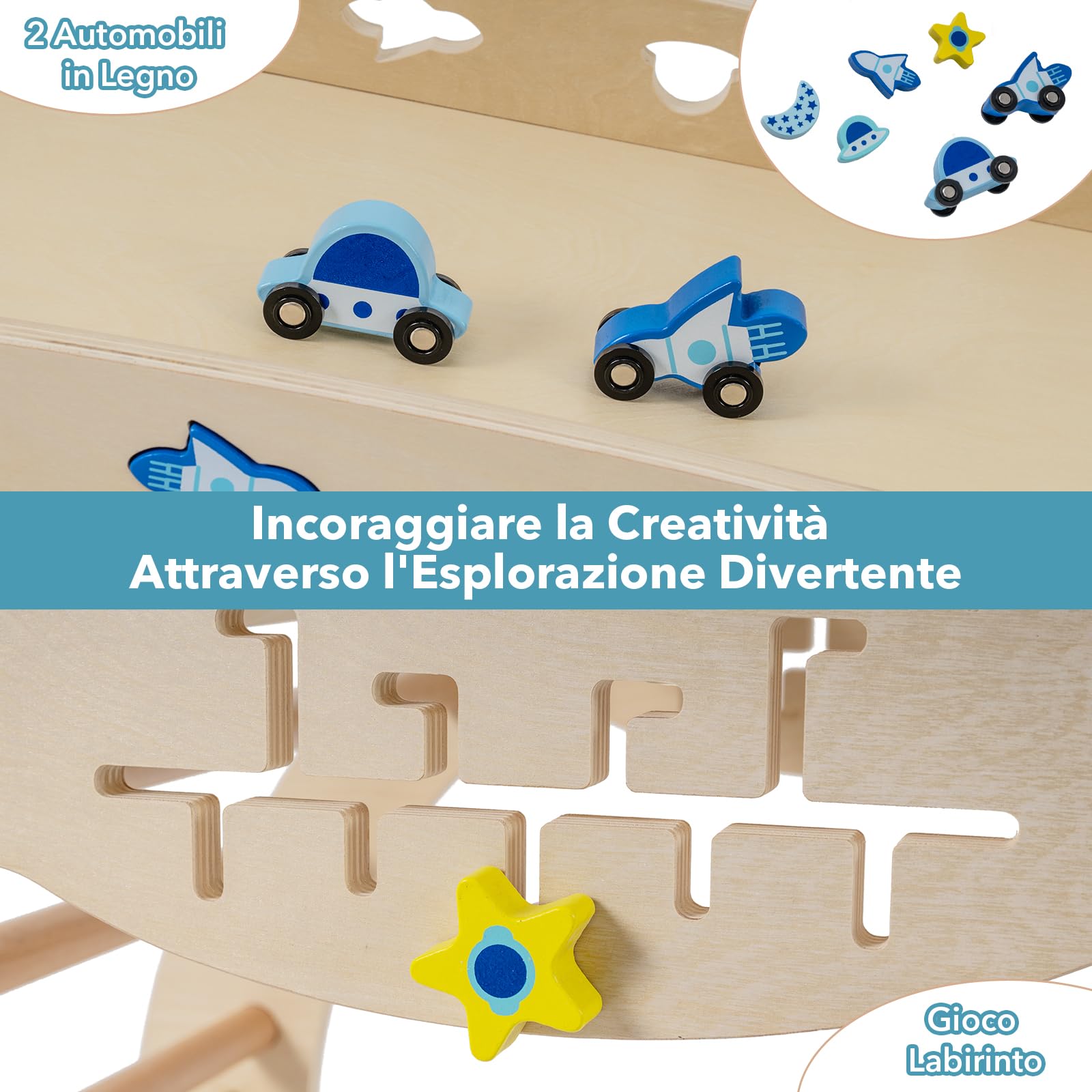 RELAX4LIFE Set da Arrampicata per Bambini, Triangolo di Arrampicata con Scivolo e Arco, Gioco di Incastri in Legno, Gioco Montessori per Bambini 1+ Anni