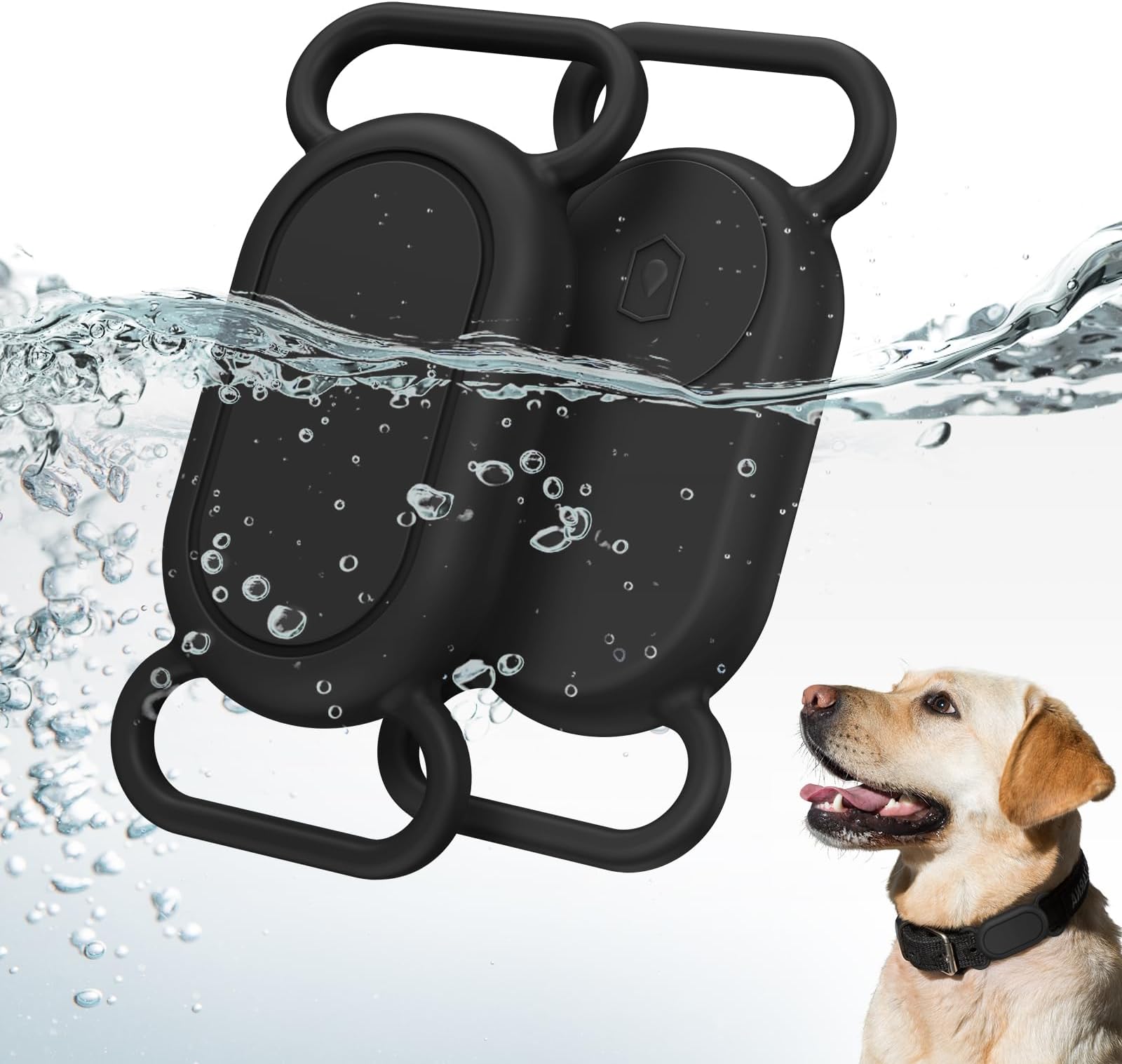 VEGO for Galaxy SmartTag2 Case for Dog Collar, (2 Pack) Waterproof Silicone Case for Pet Cat, Anti-Lost Scratch Resistant Protective Cover for Galaxy Smarttag2 Tracker (Black)