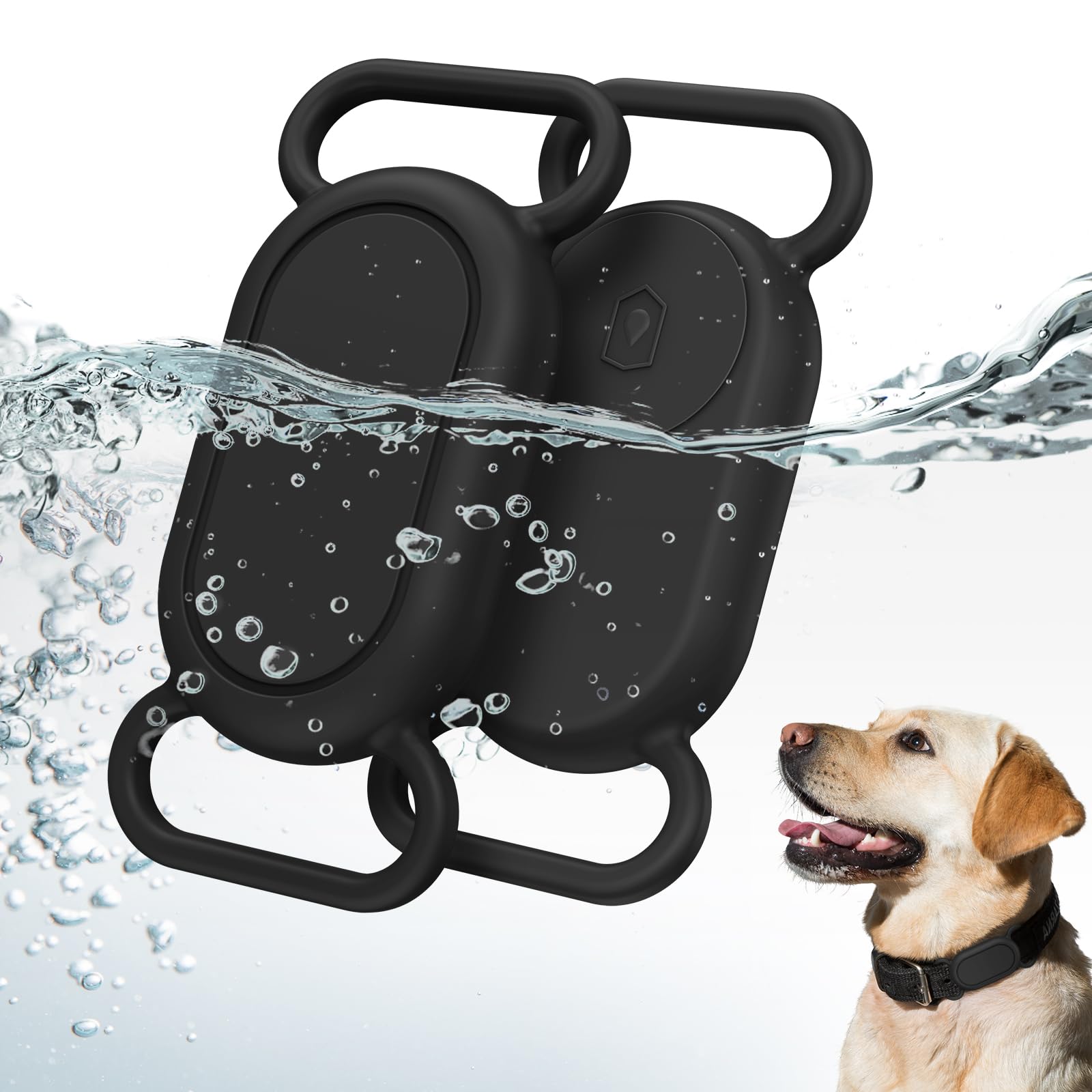 VEGO for Galaxy SmartTag2 Case for Dog Collar, (2 Pack) Waterproof Silicone Case for Pet Cat, Anti-Lost Scratch Resistant Protective Cover for Galaxy Smarttag2 Tracker (Black)