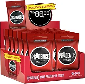 Caixa de Camisinha Preservativo Prudence Tradicional Lubrificado são 12 x 3 total de 36 preservativos.