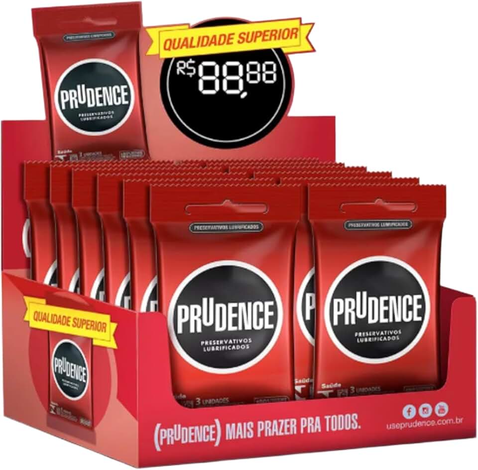 Caixa de Camisinha Preservativo Prudence Tradicional Lubrificado são 12 x 3 total de 36 preservativos.