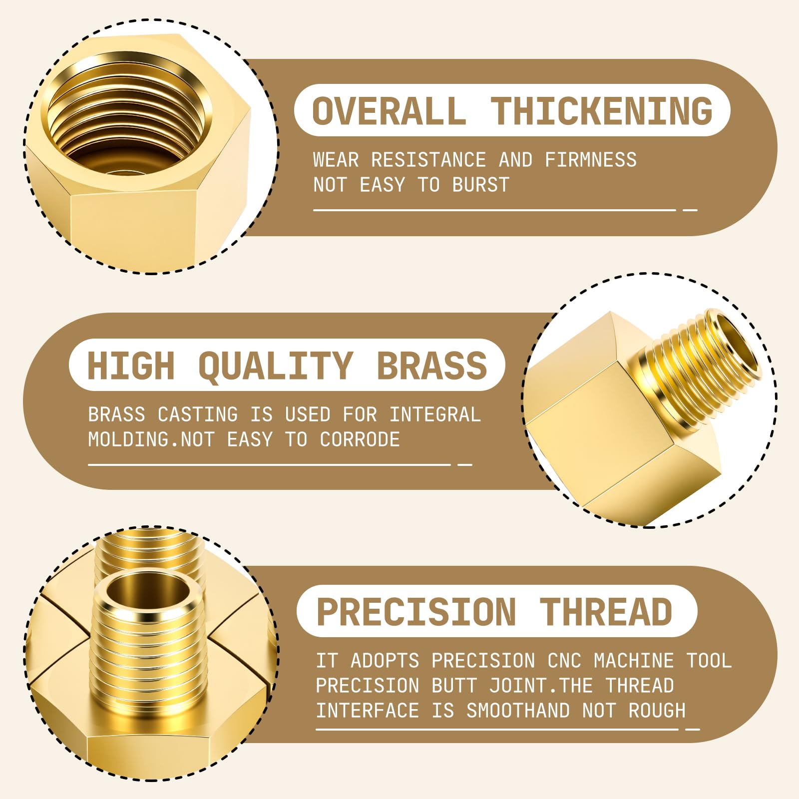 Bwintech 2 pz 1/2" Femmina a 1/4" Maschio BSP Filettatura In Ottone Boccola Esagonale Riduttore Connettore Per Tubo Collegamento Conversione - 4