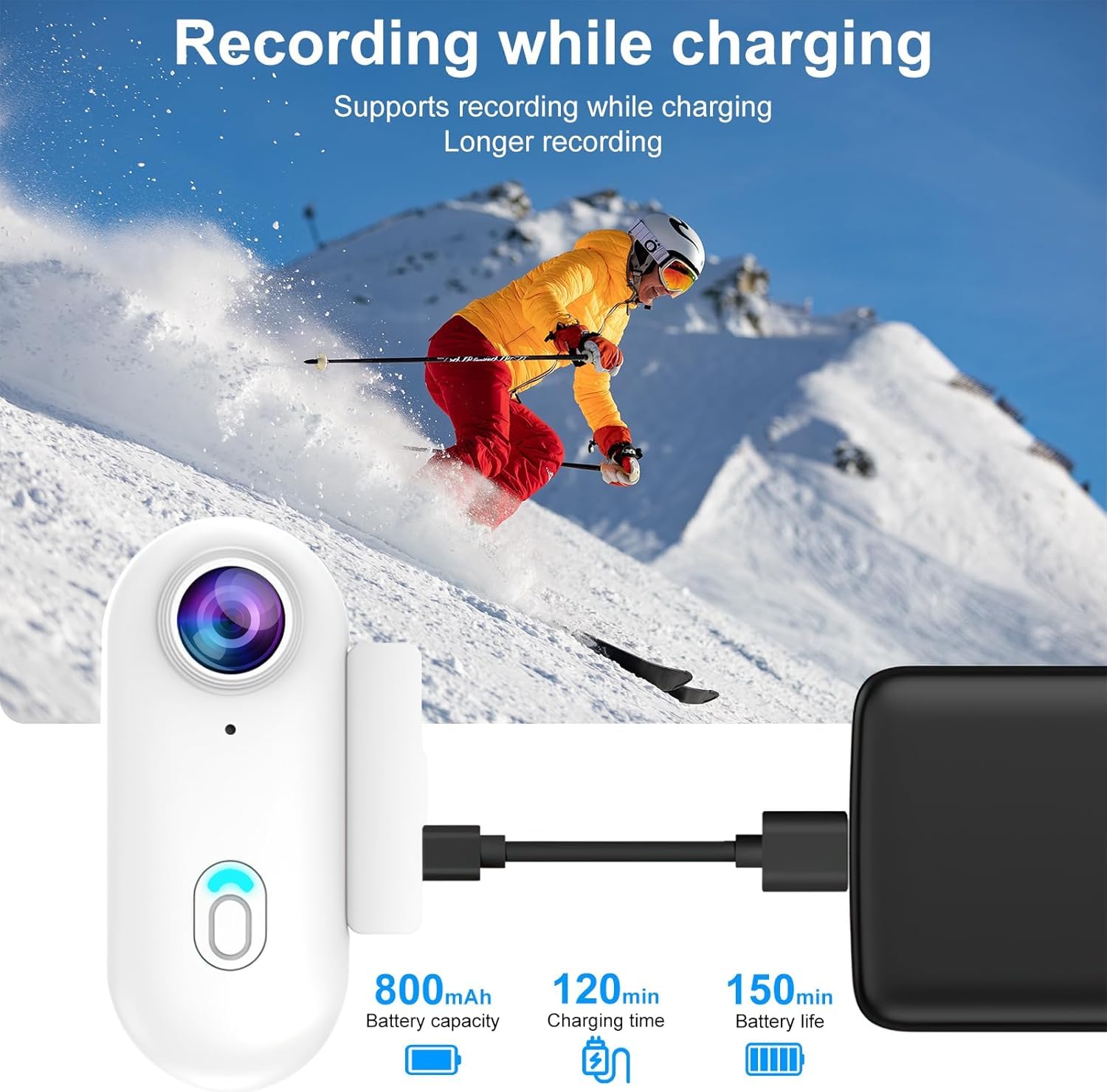 OBEST Mini Action Cam 1080P, Telecamera Vlog Magnetica Portatile, Impermeabile 30M con Custodia, 128G TF, Clip 360°, per Viaggi Gatti Animali Domestici