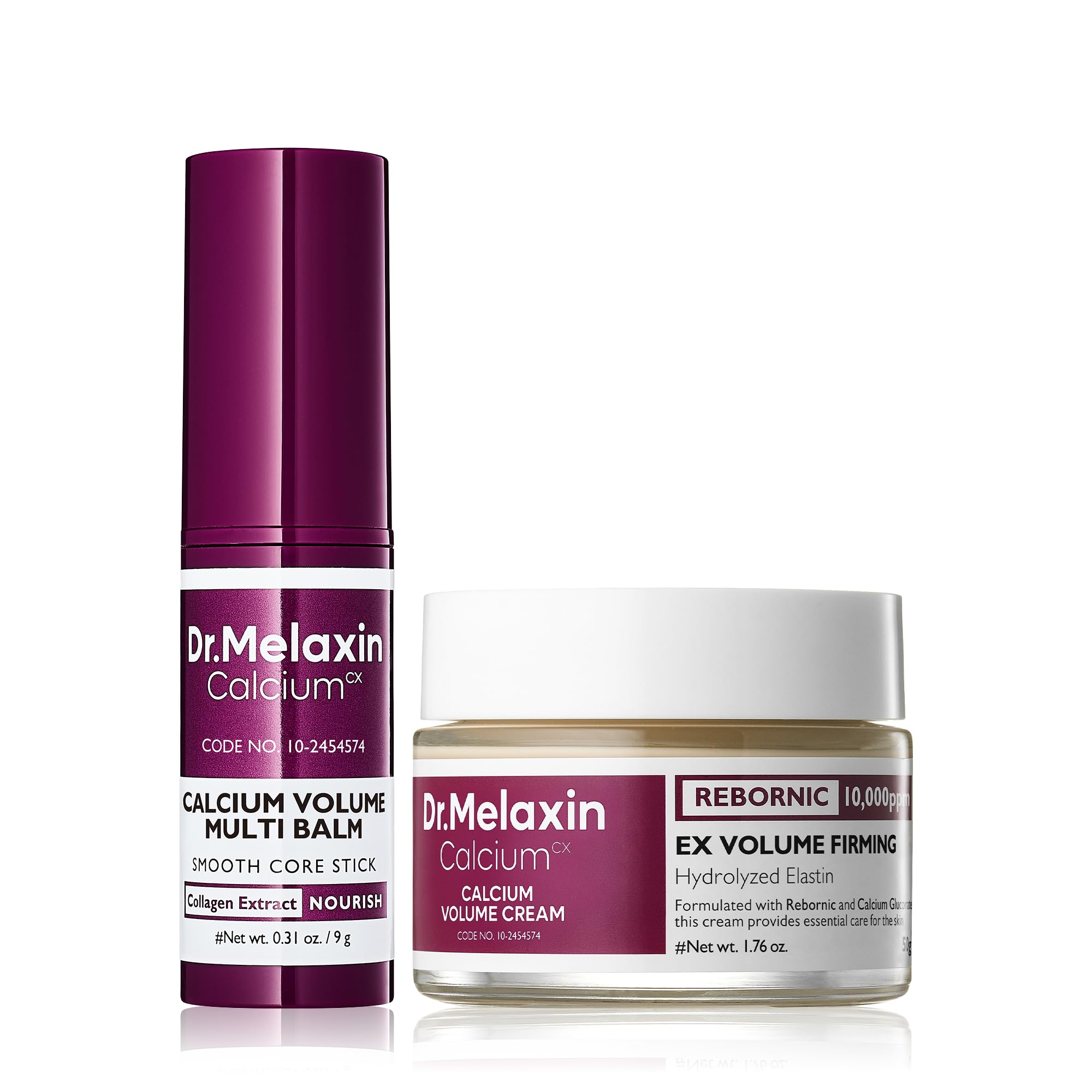 Dr.melaxin Calcium Firming Duo Set - Intense Firming Face Cream + Collagen Multi Balm Stick, Korean Skincare for Sagging Skin, Wrinkles, Dark Circles & Volume Loss, Niacinamide Adenosine, 2 Piece Bund