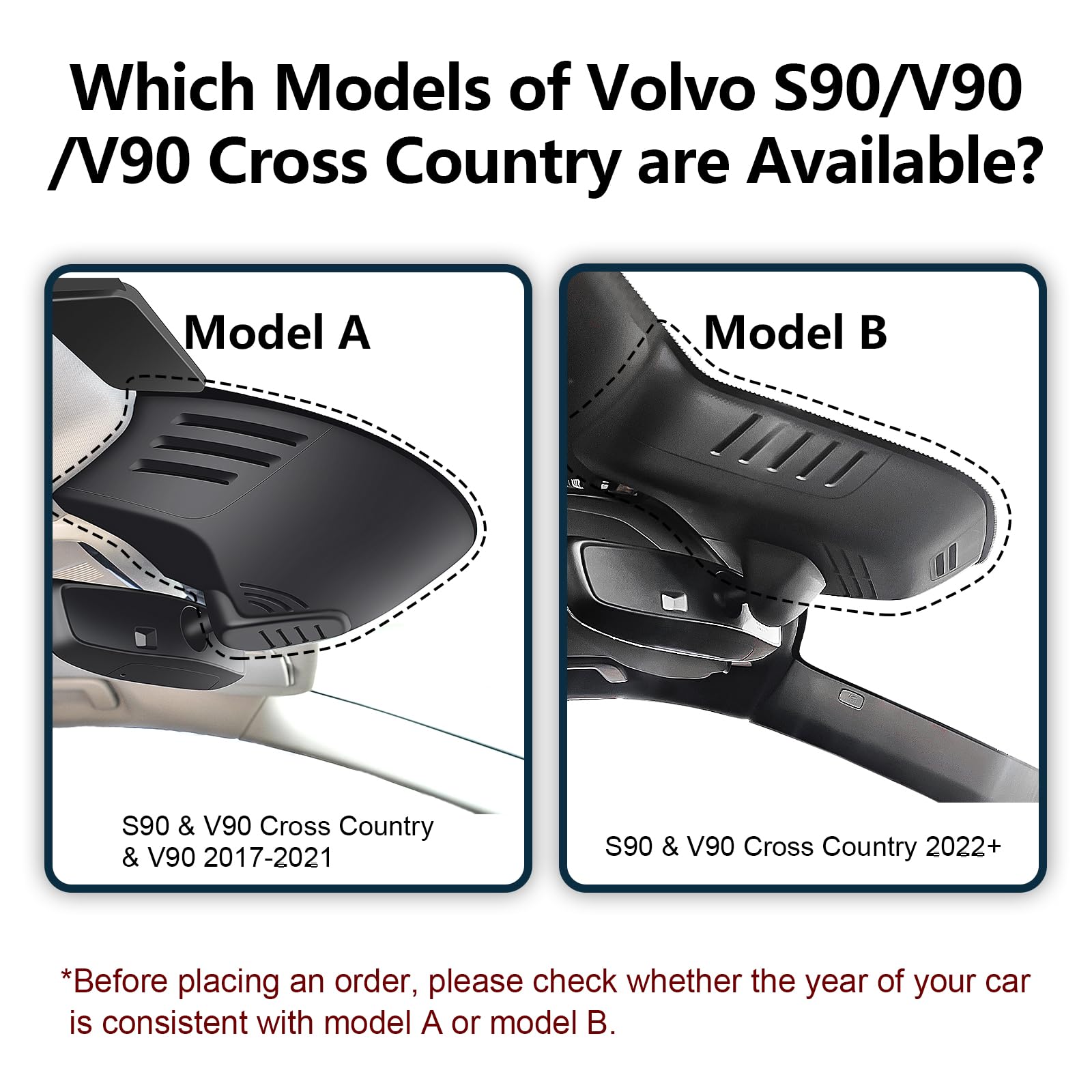 MANGOAL 4K+1080P Kamera samochodowa Przodu i Tyłu, Wygląd OEM Dash Cam, Dotyczy do Volvo S90 i V90 Cross Country 2022 2023 2024 (Model B), Nagrywanie w pętli, Czujnik G, WiFi & App, Karta 128 GB
