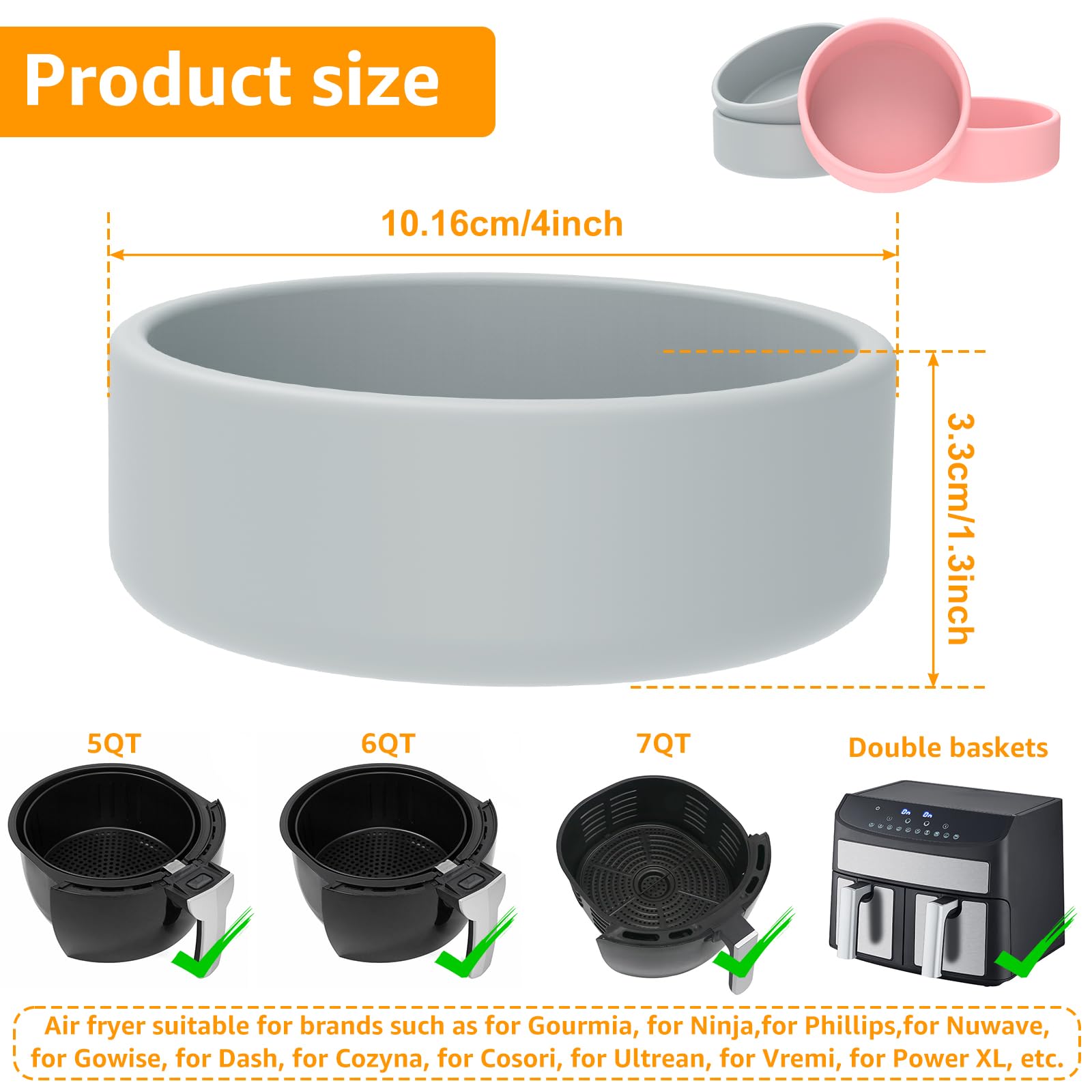 Moldes para huevos para freidora de aire, moldes de silicona antiadherentes, vasos escalfadores de huevos resistentes al calor, accesorios reutilizables para cocinar y hornear huevos y magdalenas, 4