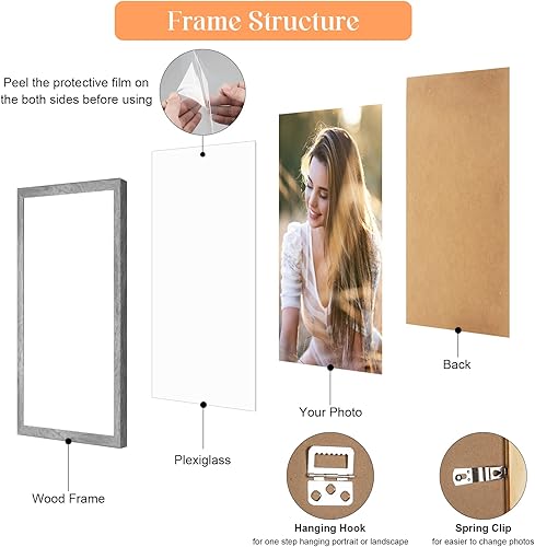 Miniatura 6 de Marco de madera de 16 x 20 pulgadas, color gris, rústico natural de 20 x 16 pulgadas, marco de fotos de pared moderno de 16 x 20 pulgadas con