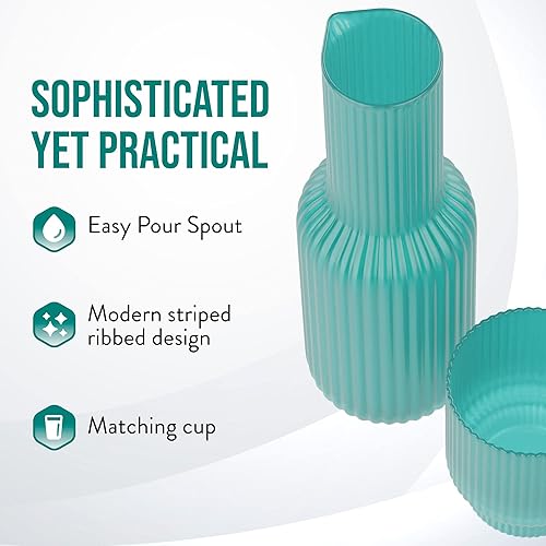 Miniatura 3 de American Atelier Jarra de agua con vaso de vidrio boquilla fácil de verter para uso sin ensuciar en la oficina o la cocina jarra de capacidad de 30