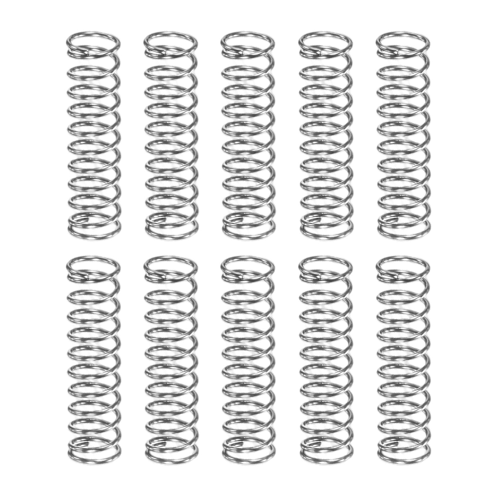 M METERXITY 10-Pack Compression Springs, 15mm Length 4mm OD 304 Stainless Steel Pruner Replacement Springs for Garden Tool/DIY/Mechanical Repair Replacement [Silver Tone, 0.4mm Wire Size] — image 1