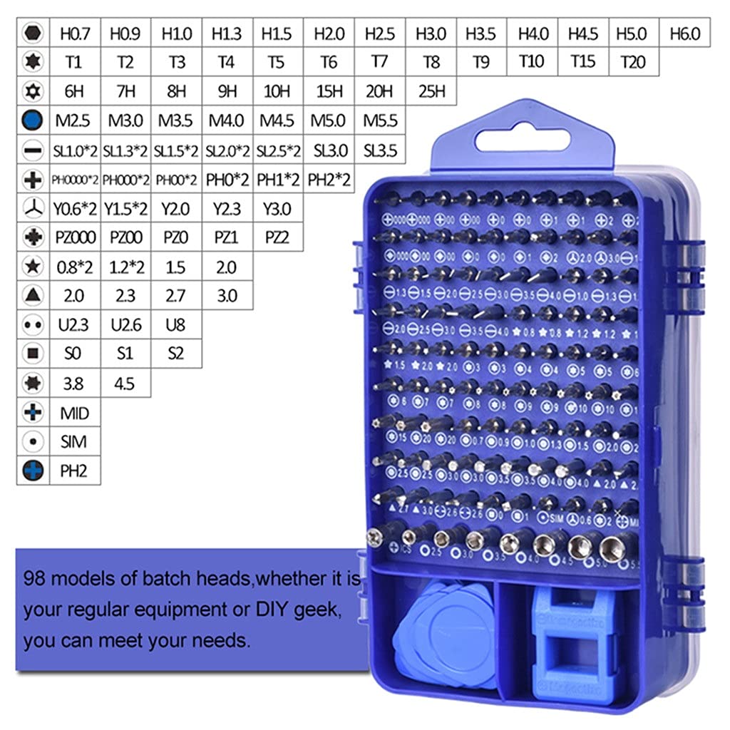 Kit de Herramientas de reparación de teléfonos, Juego de Destornilladores de precisión 115 en 1, Puntas de Destornillador hexagonales Torx magnéticas, Herramientas múltiples aisladas