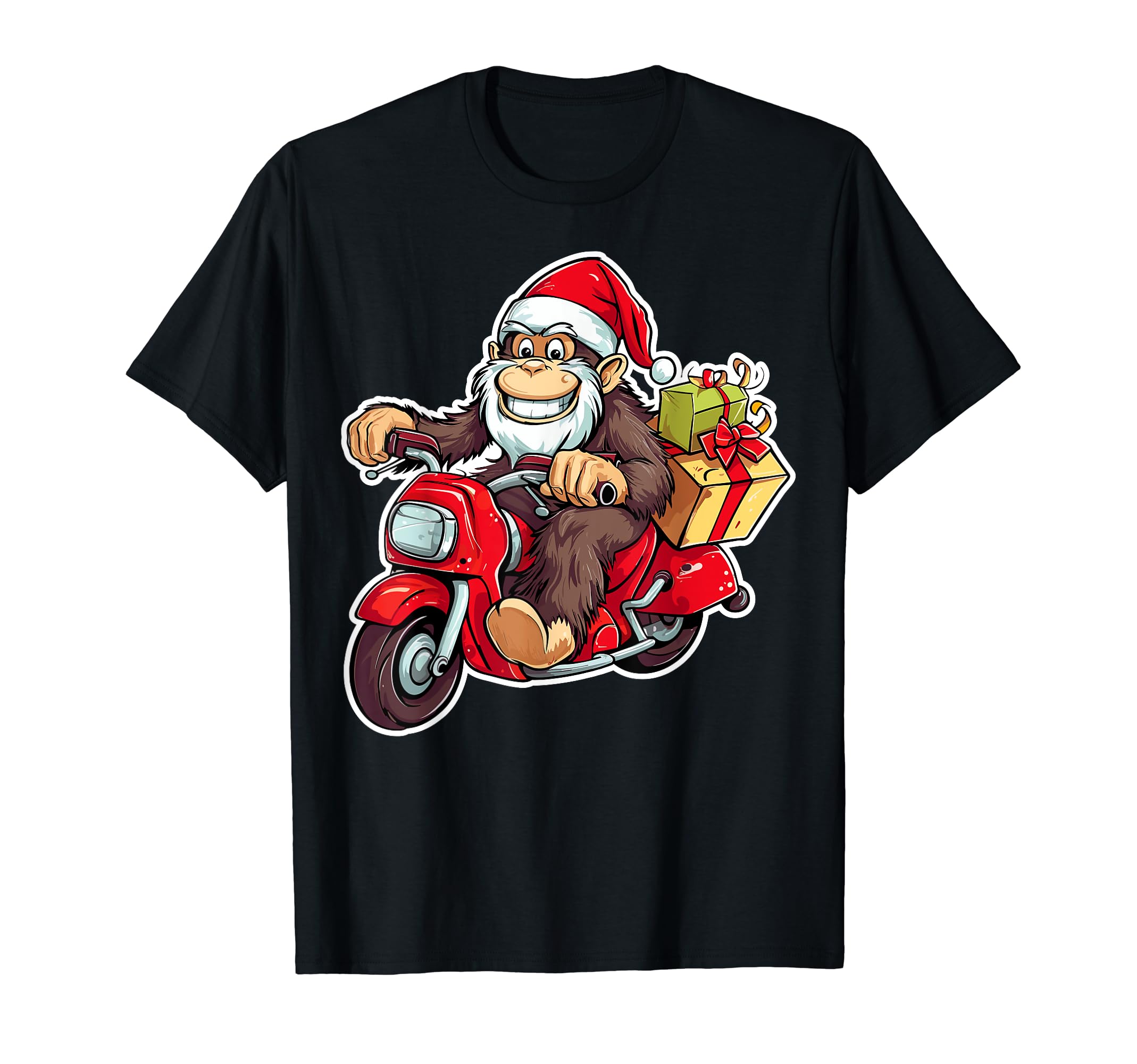 Monkey Riding Motorcycle Xmas Bike Monkey Lover Christmas T-Shirt