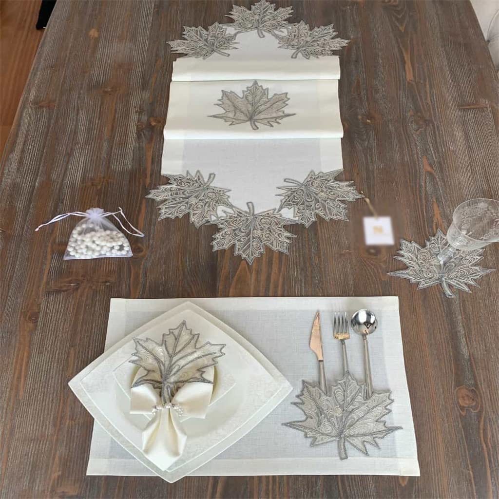 IANSHFKN Set Of 12 Lace Linen Placemats Napkins Table Flags Coasters Tablecloths Home Decor Wedding Mats
